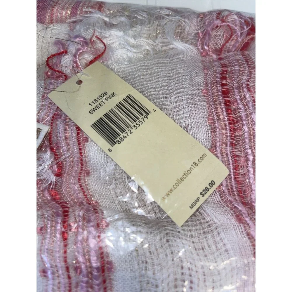 Collection 18 Ice Dainty Open Weave Slub Scarf Sweet Pink Retail $28.00